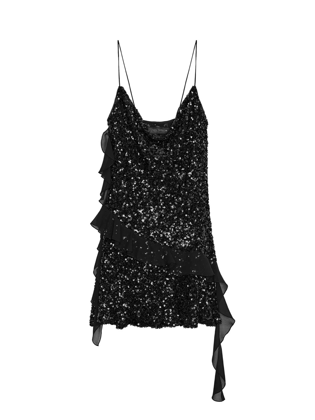 Nwt Zara Sequin Ruffle Mini Dress